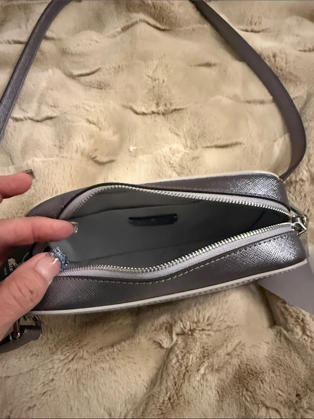 kate spade Metallic Lavender Crossbody Camera Bag with Silver Logo - Picture 5 of 5
